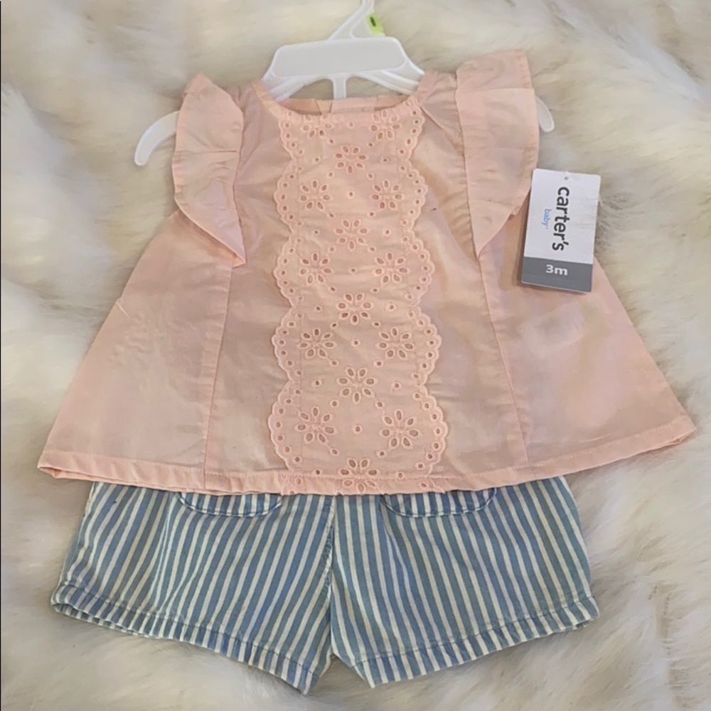 Baby girls carts shorts set pink blue 3 months NWT